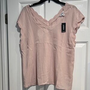 Express Light Pink Scalloped Blouse